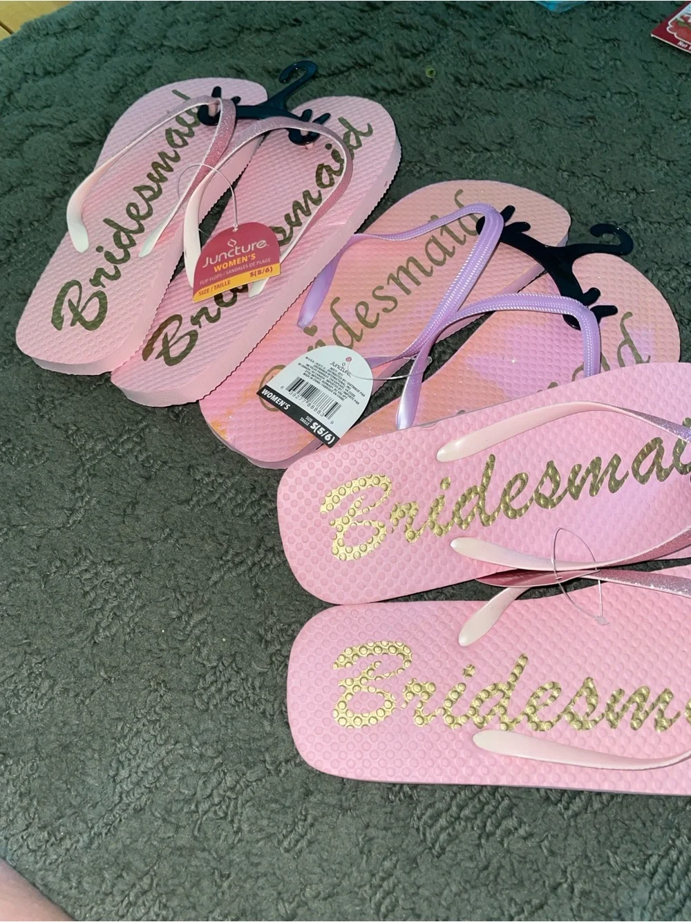 Bridal Party Flip Flops & Accessories Set - Pink, Gold, Purple - Team Bride